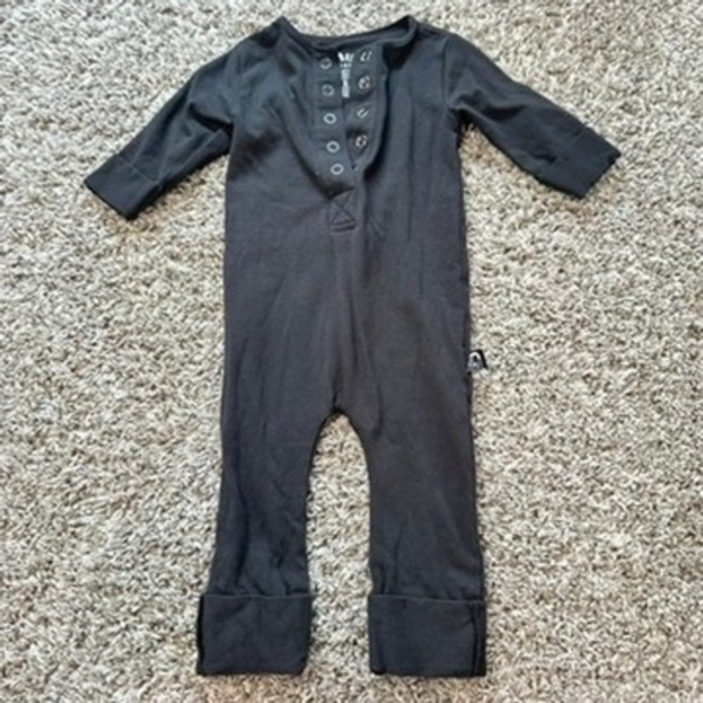 Rags 3-6 Months Black Cotton Modal One-Piece Outfit Infant Baby Romper Jumpsuit